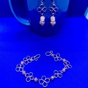 Pink Wire Wrapped Jewelry Set